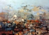 Shan Amrohvi, 30 x 42 inch, Acrylic on Canvas, Cityscape Painting, AC-SA-201